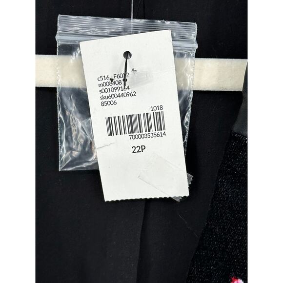 Lane Bryant New! Velvet Blazer Black Pink & Blue Floral Coquette Steampunk 22P - Picture 4 of 13